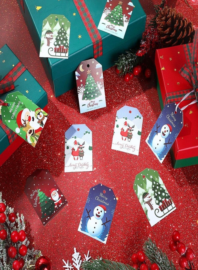Watersay 160 Pcs Christmas Gift Name Tags with String Xmas Kraft Santa Paper Tags Snowman Elk Deer Printed for Present Wrap Label Package Name Card - Image 5